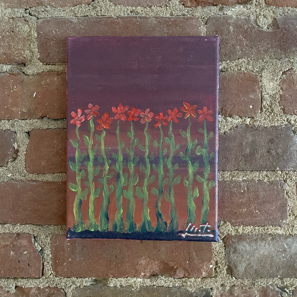 Original Acrylic - "Sunset Blooms" NYC Artist 9x7